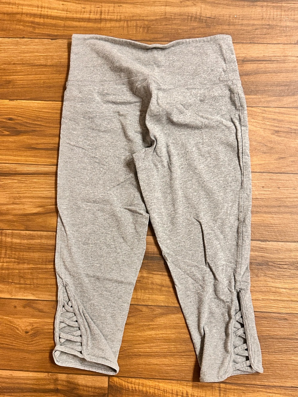 Forever 21 Gray Cropped Leggings with Side Lattice Detail